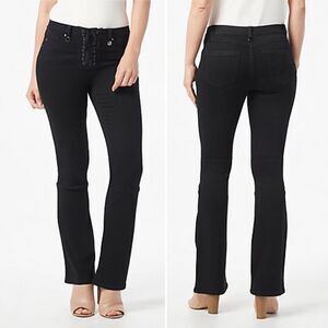 Laurie Felt Black Silky Denim Lace-Up Fly Boot-Cut Flare Jeans Size XXS 26 | 2